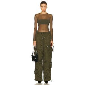 SER.O.YA Rizzo Sheer Panel Long Sleeve Bodysuit Fort Greene Womens Size XXS